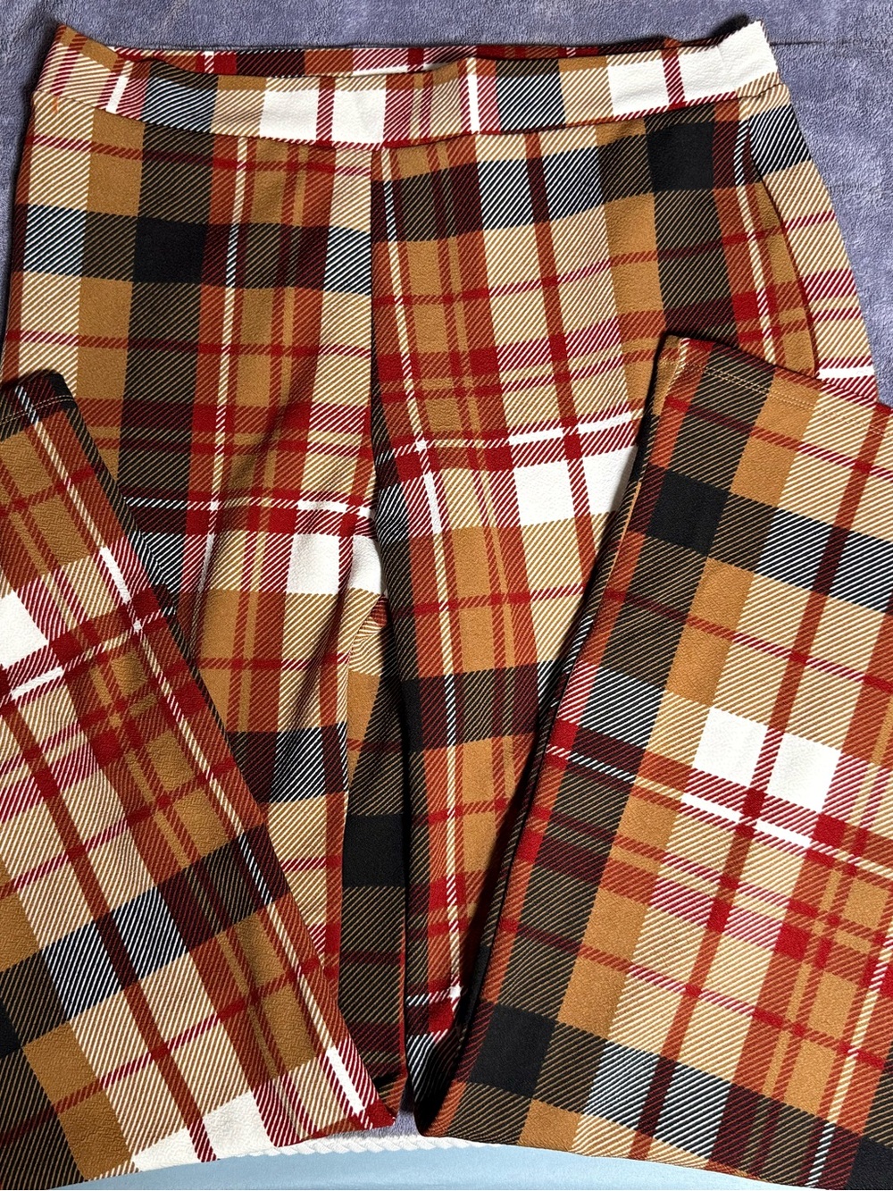 Fashion Nova Plaid Leggings in Tan, Black & Red